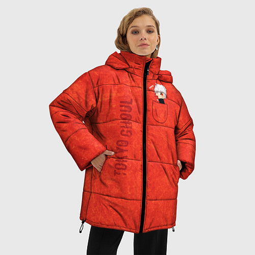 Женская зимняя куртка Карманный токийский гуль / 3D-Красный – фото 3