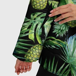 Куртка зимняя женская Цветущие ананасы, цвет: 3D-черный — фото 2