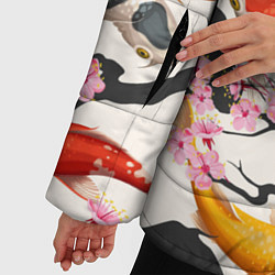 Куртка зимняя женская Карпы кои в сакуре, цвет: 3D-светло-серый — фото 2