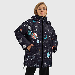 Куртка зимняя женская Загадочный космос, цвет: 3D-черный — фото 2