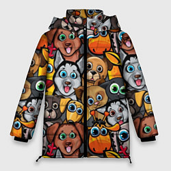 Куртка зимняя женская Веселые собаки, цвет: 3D-черный
