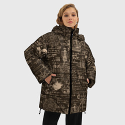 Куртка зимняя женская Старая рукопись путешественника, цвет: 3D-черный — фото 2