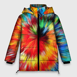 Куртка зимняя женская Абстракция разноцветная и яркая, цвет: 3D-черный