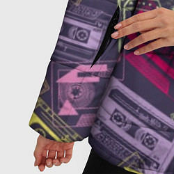 Куртка зимняя женская Разноцветные ретро кассеты, цвет: 3D-черный — фото 2