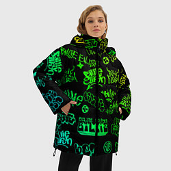 Куртка зимняя женская BILLIE EILISH: Grunge Graffiti, цвет: 3D-светло-серый — фото 2