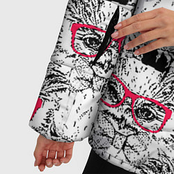 Куртка зимняя женская Совы в очках, цвет: 3D-черный — фото 2