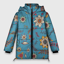 Куртка зимняя женская Цветочный рай узор, цвет: 3D-светло-серый
