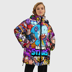 Куртка зимняя женская BRAWL STARS LEON SHARK, цвет: 3D-светло-серый — фото 2
