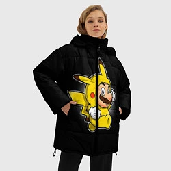 Куртка зимняя женская Марио в костюме пикачу, цвет: 3D-черный — фото 2