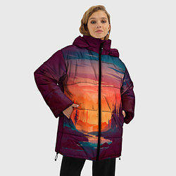 Куртка зимняя женская Minimal forest sunset, цвет: 3D-красный — фото 2