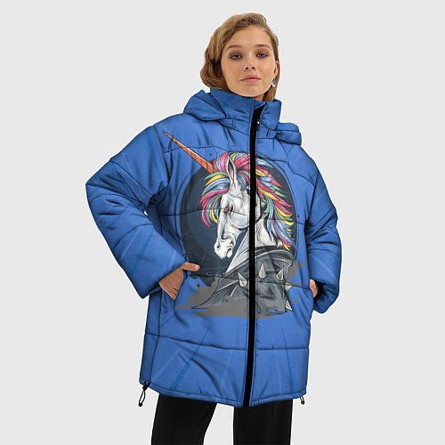 Женская зимняя куртка Единорог Rock / 3D-Красный – фото 3