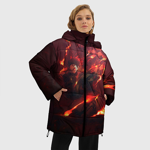 Женская зимняя куртка Танджиро Камадо / 3D-Красный – фото 3