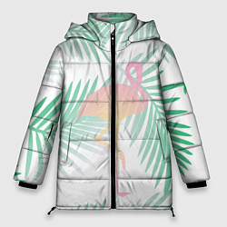 Куртка зимняя женская Фламинго в джунглях, цвет: 3D-черный