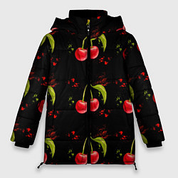 Куртка зимняя женская Вишенки, цвет: 3D-красный