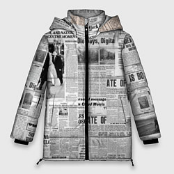 Куртка зимняя женская Газета Newspaper, цвет: 3D-черный