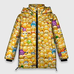 Куртка зимняя женская Смайлики Emoji, цвет: 3D-черный
