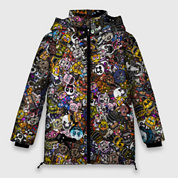 Куртка зимняя женская FNaF стикербомбинг, цвет: 3D-черный