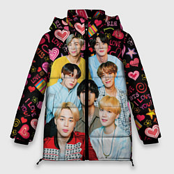 Куртка зимняя женская I Love BTS, цвет: 3D-черный