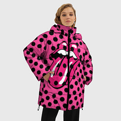 Куртка зимняя женская Rolling stones pink logo, цвет: 3D-черный — фото 2
