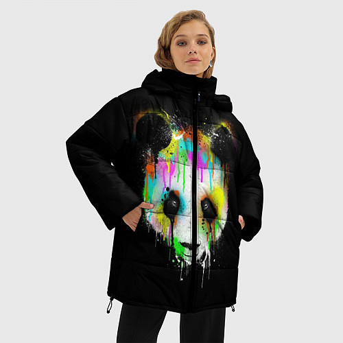 Женская зимняя куртка Панда в краске / 3D-Светло-серый – фото 3