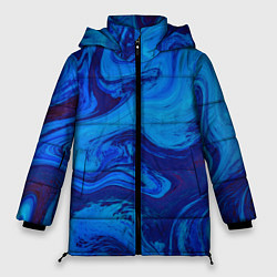 Куртка зимняя женская Абстракция синяя с голубым, цвет: 3D-черный