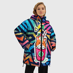 Куртка зимняя женская Коктейль из корги, цвет: 3D-черный — фото 2