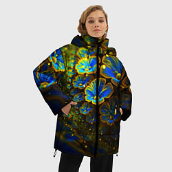 Куртка зимняя женская Ночные Цветочки, цвет: 3D-красный — фото 2