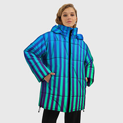 Куртка зимняя женская Пикси полосы, цвет: 3D-черный — фото 2