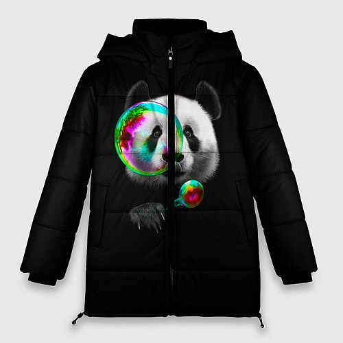 Женская зимняя куртка Панда и мыльный пузырь / 3D-Светло-серый – фото 1