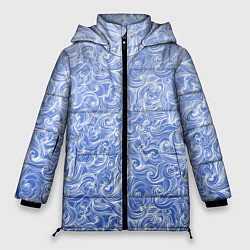 Куртка зимняя женская Волны на голубом фоне, цвет: 3D-черный