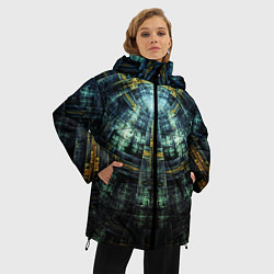 Куртка зимняя женская Фрактал узор будущее масоны, цвет: 3D-черный — фото 2