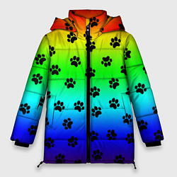 Куртка зимняя женская Следы на радуге, цвет: 3D-черный