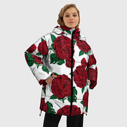 Куртка зимняя женская Винтажные розы, цвет: 3D-черный — фото 2