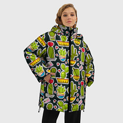 Куртка зимняя женская Кактусы, цвет: 3D-красный — фото 2