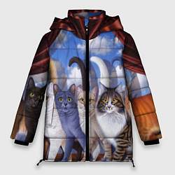 Куртка зимняя женская Коты, цвет: 3D-красный