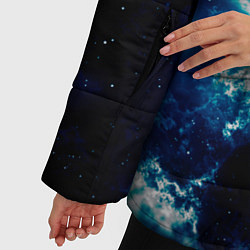 Куртка зимняя женская Кот силуэт луна ночь звезды, цвет: 3D-светло-серый — фото 2