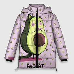 Куртка зимняя женская Авокадо Кот, цвет: 3D-черный