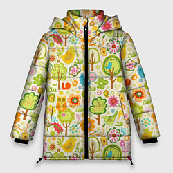 Куртка зимняя женская Летний Орнамент, цвет: 3D-черный