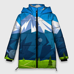 Куртка зимняя женская Горы пейзаж природа вектор, цвет: 3D-черный