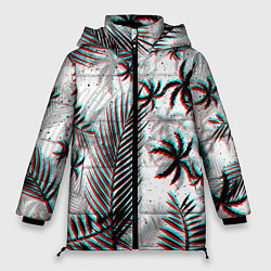 Куртка зимняя женская ПАЛЬМЫ TROPICAL GLITCH, цвет: 3D-светло-серый