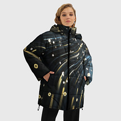 Куртка зимняя женская Абстракция искры полосы боке, цвет: 3D-черный — фото 2
