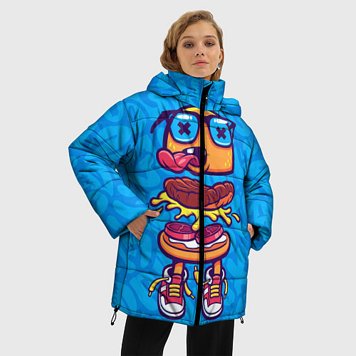 Женская зимняя куртка Бутерброд монстрик граффити / 3D-Красный – фото 3