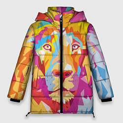 Куртка зимняя женская Акварельный лев, цвет: 3D-красный