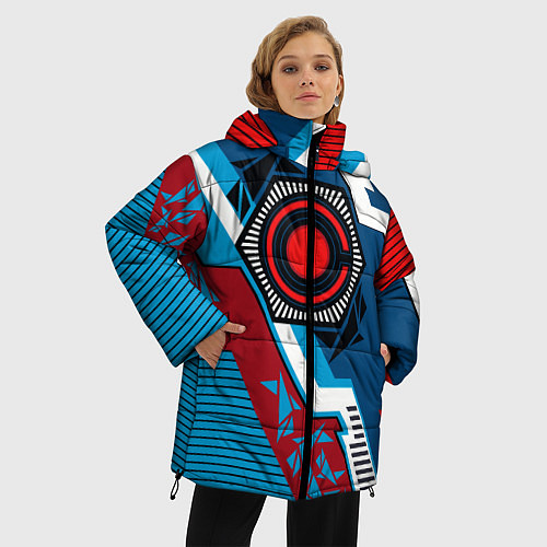 Женская зимняя куртка Cyborg logo / 3D-Красный – фото 3