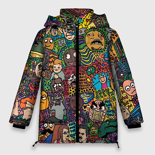 Женская зимняя куртка Цветные мемы из ВК / 3D-Светло-серый – фото 1