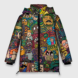 Куртка зимняя женская Цветные мемы из ВК, цвет: 3D-светло-серый