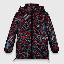 Куртка зимняя женская Абстракция Неони, цвет: 3D-красный