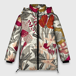 Куртка зимняя женская Полевые цветы, цвет: 3D-черный
