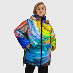 Куртка зимняя женская Цветные полоски, цвет: 3D-черный — фото 2
