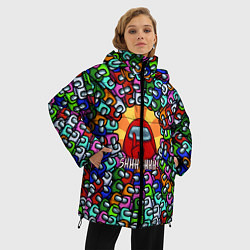 Куртка зимняя женская Among Us SHHHHHHH!, цвет: 3D-красный — фото 2